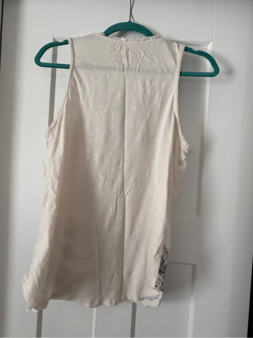 Lucky Brand Sleeveless Cream Embroidered Tank Top - Classic Boho Style - Picture 3 of 3